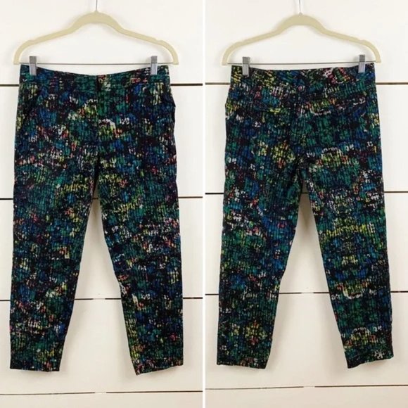 DEREK LAM FOR DESIGN NATION Ankle Chino Pants Black Multi Size 6 Cotton Stretch - Picture 2 of 6